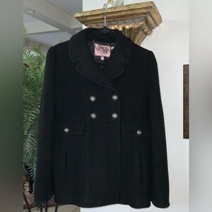 JUICY COUTURE Vintage Y2K Wool Coat In Black EUC